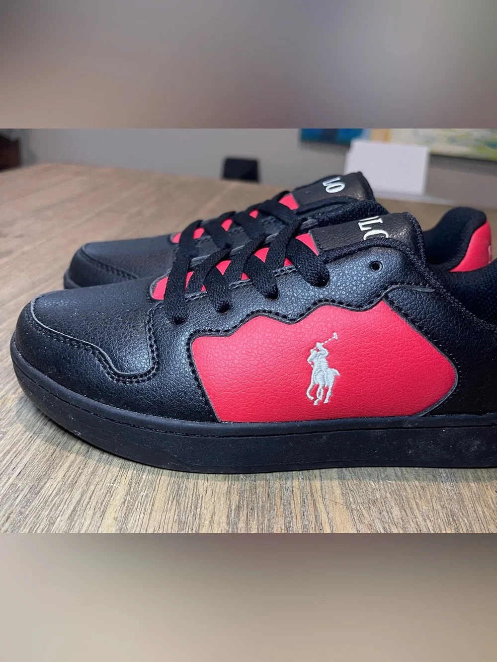 Polo By Ralph Lauren Blk/Red Sneakers, Youth Size 6